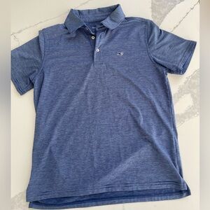 Vineyard Vines boys performance polo shirt. Navy with white stripes.